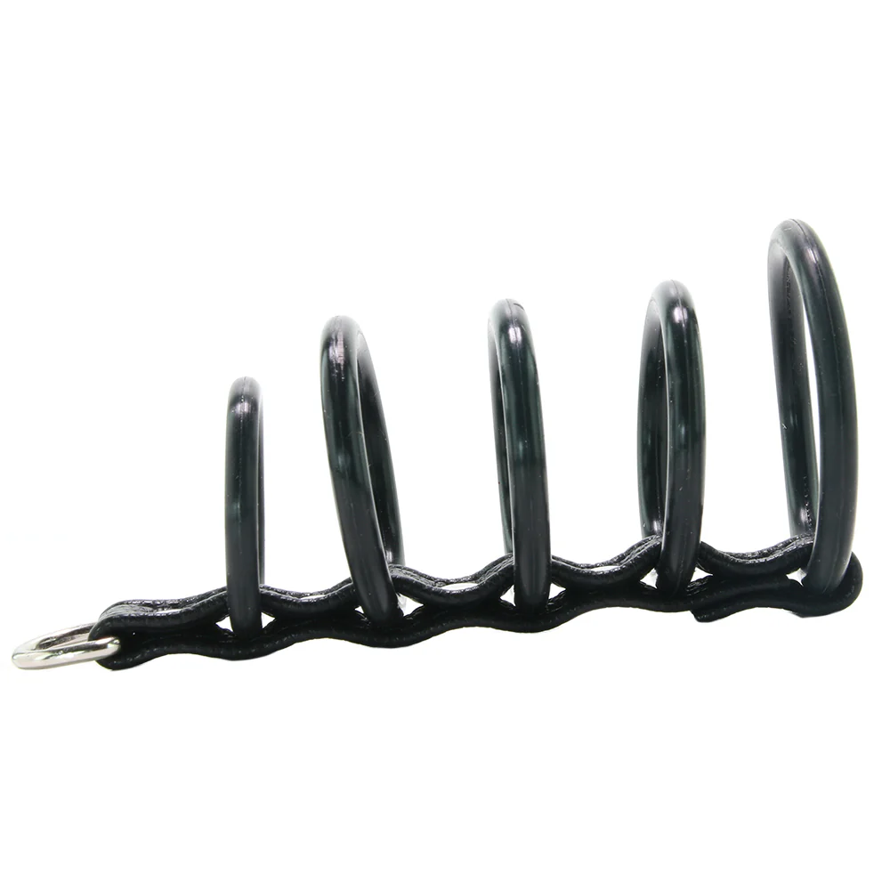 Blue Line 5 Ring Rubber Gates of Hell Cock Cage with Lead - Image 3