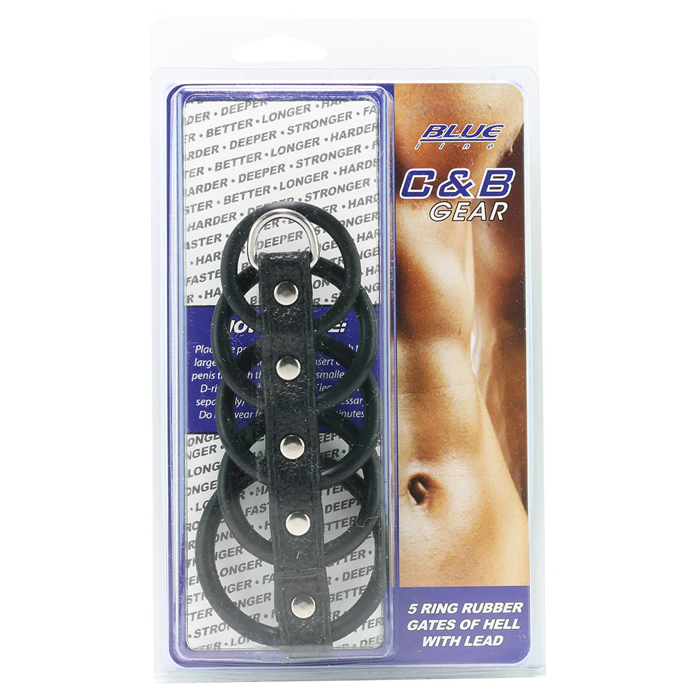 Blue Line 5 Ring Rubber Gates of Hell Cock Cage with Lead - Image 6