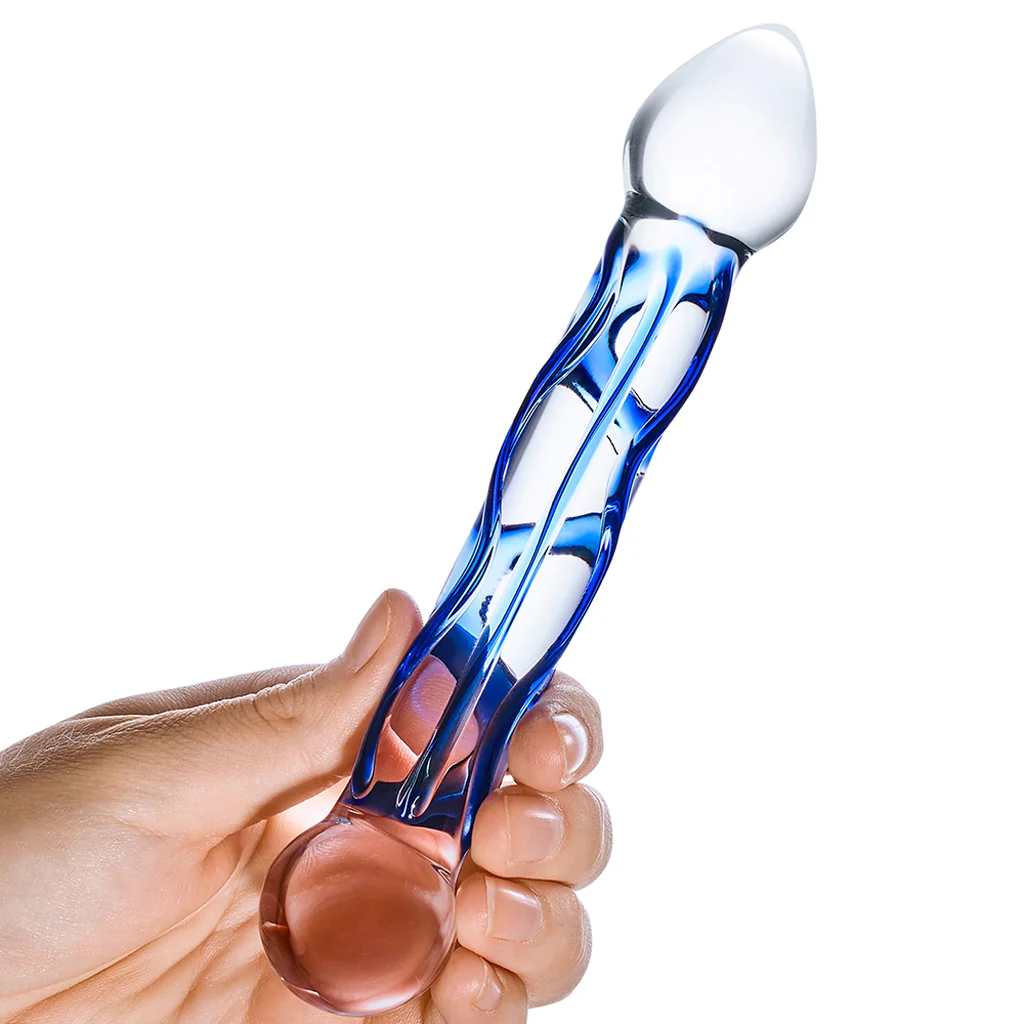 gläs 6.5 Inch Full Tip Textured Glass Dildo - Image 2