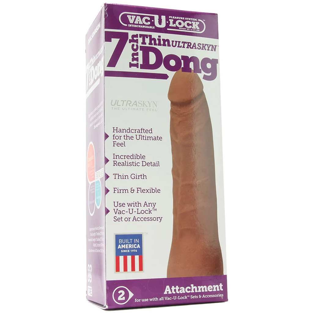 7 Inch Thin ULTRASKYN Vac-U-Lock Dildo in Brown - Image 6