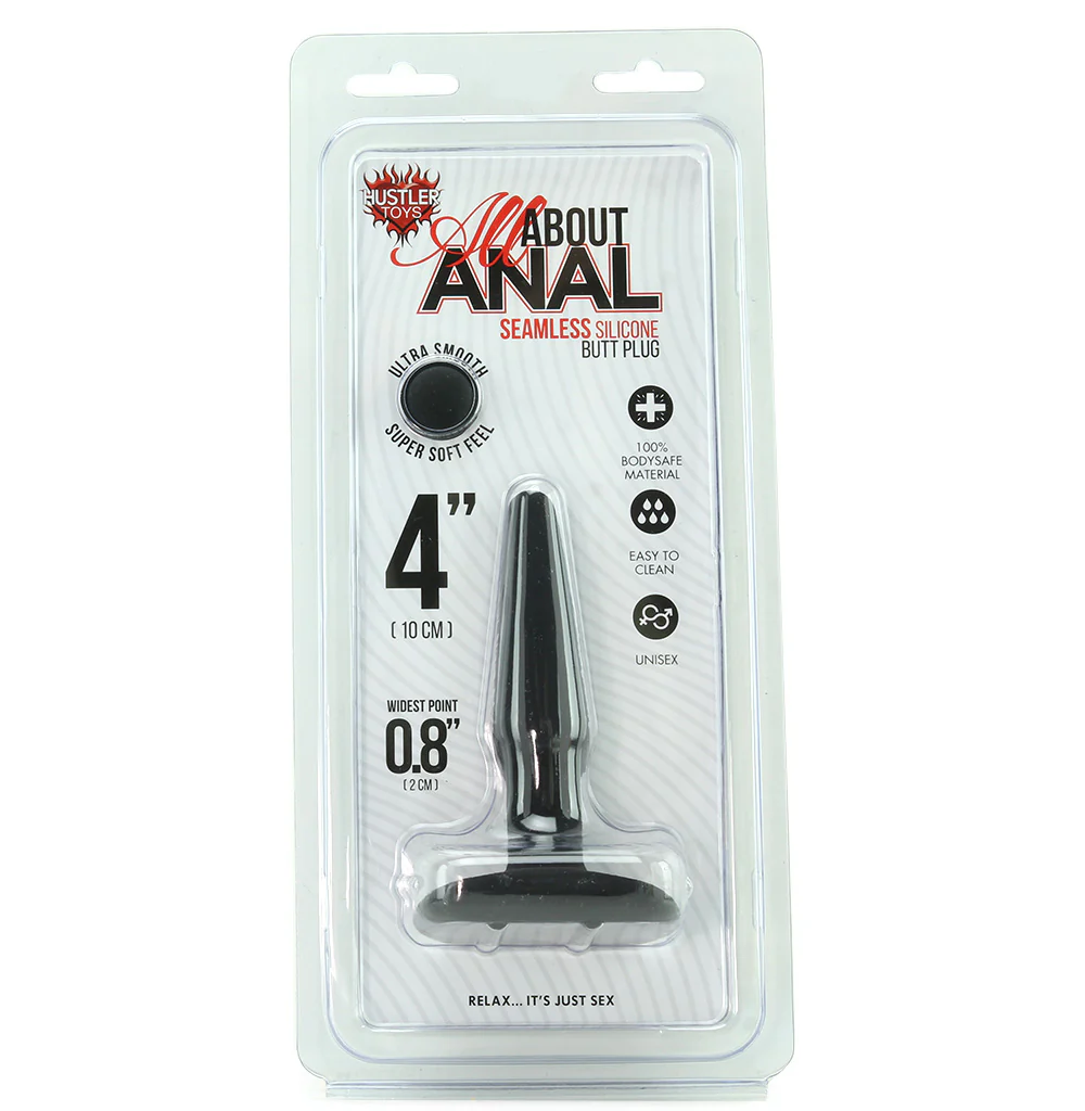 All About Anal Seamless Silicone 4 Inch Butt Plug in Black - Image 6