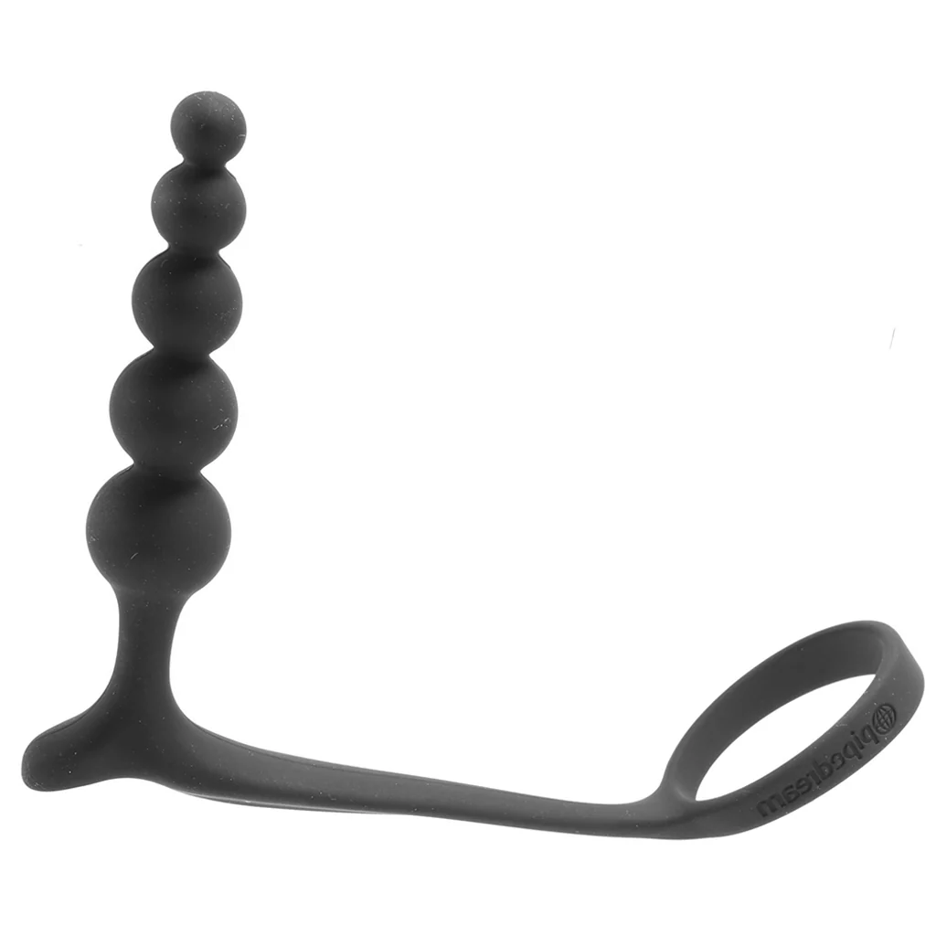 Anal Fantasy Ass-Gasm Beaded Cock Ring Plug in Black - Image 2