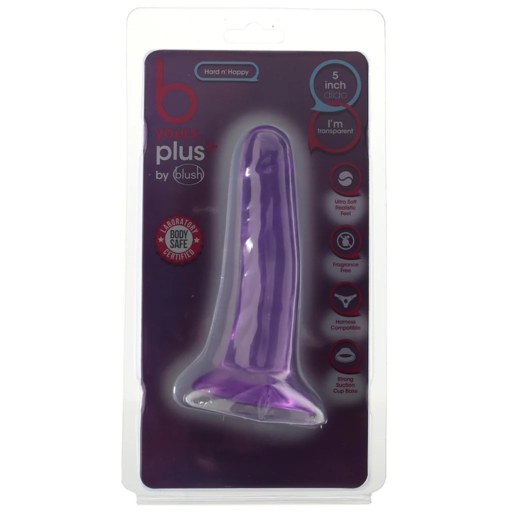 B Yours Plus Hard n’ Happy 5 Inch Jelly Dildo in Purple - Image 6