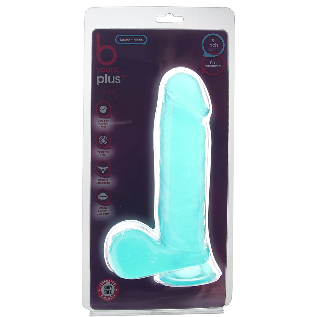 B Yours Plus Mount n’ Moan 9 Inch Ballsy Dildo in Teal - Image 6