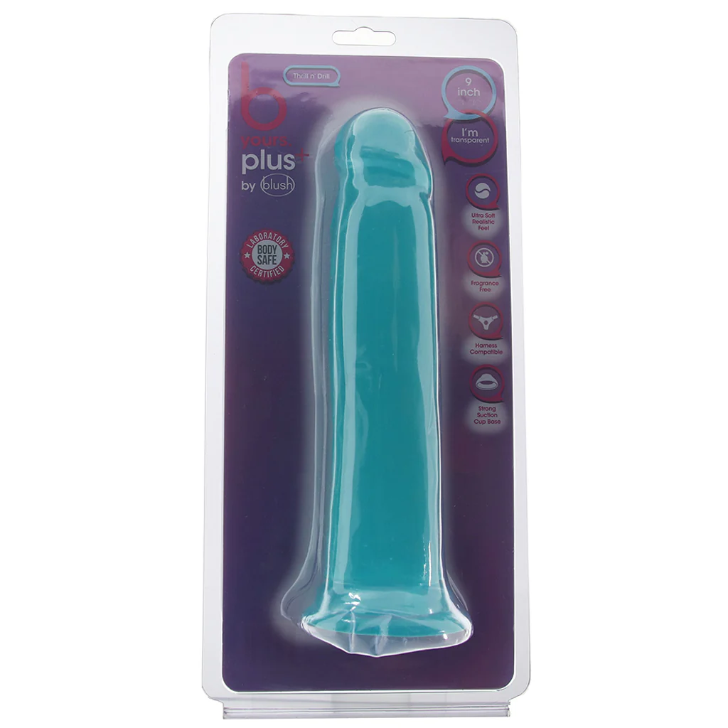 B Yours Thrill n' Drill 9 Inch Dildo in Teal - Image 6