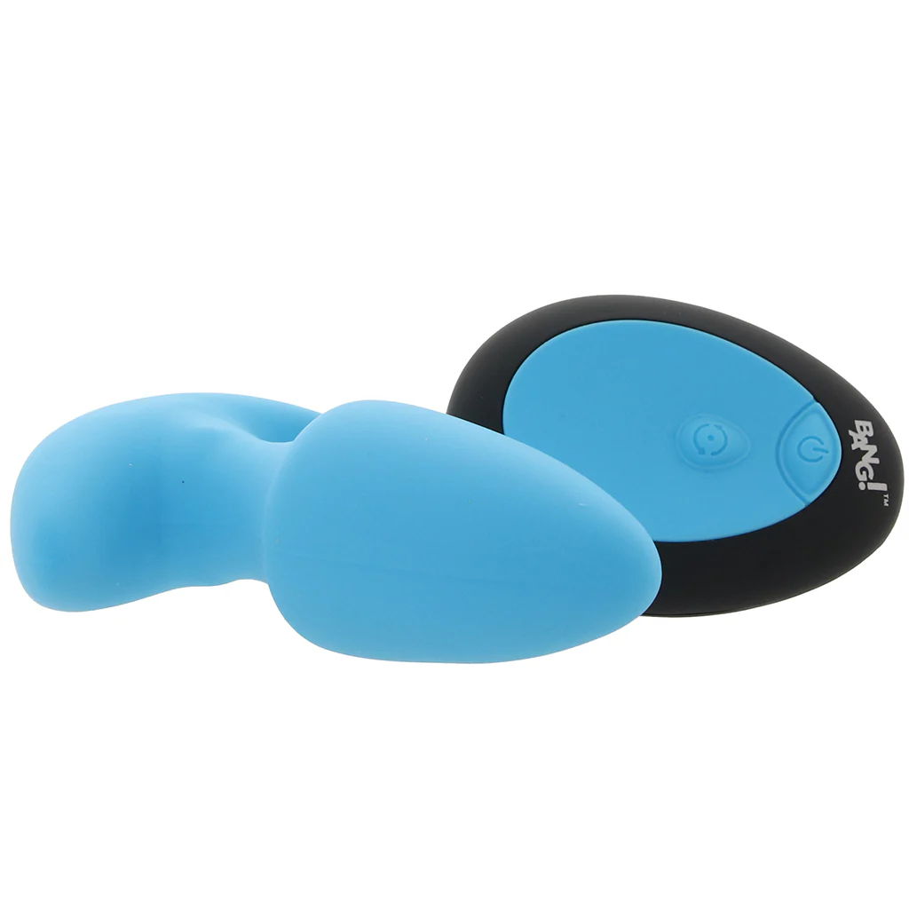 Bang! Thrusting & Vibrating Silicone Butt Plug in Blue - Image 5