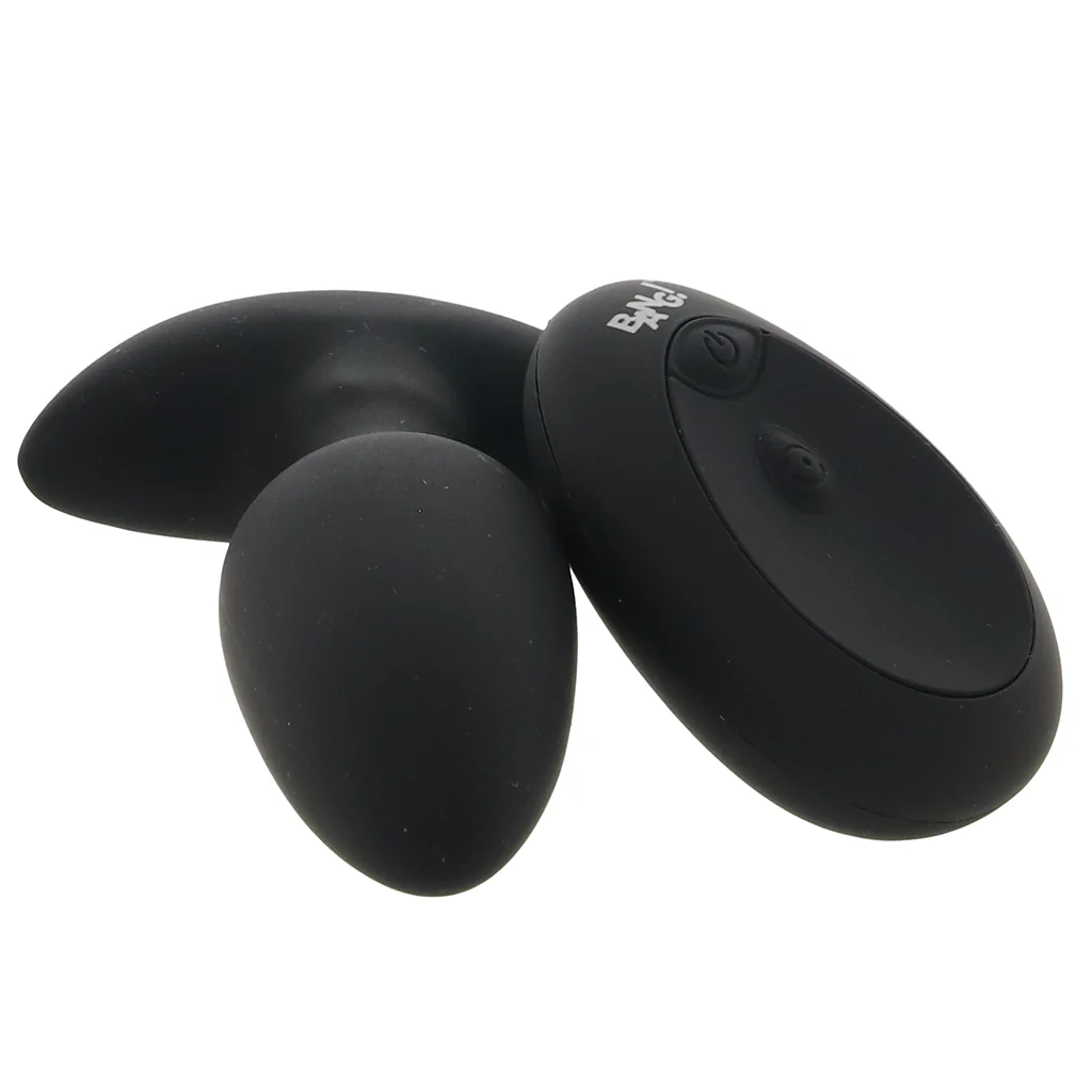 Bang! Thrusting & Vibrating Silicone Butt Plug in Black - Image 2