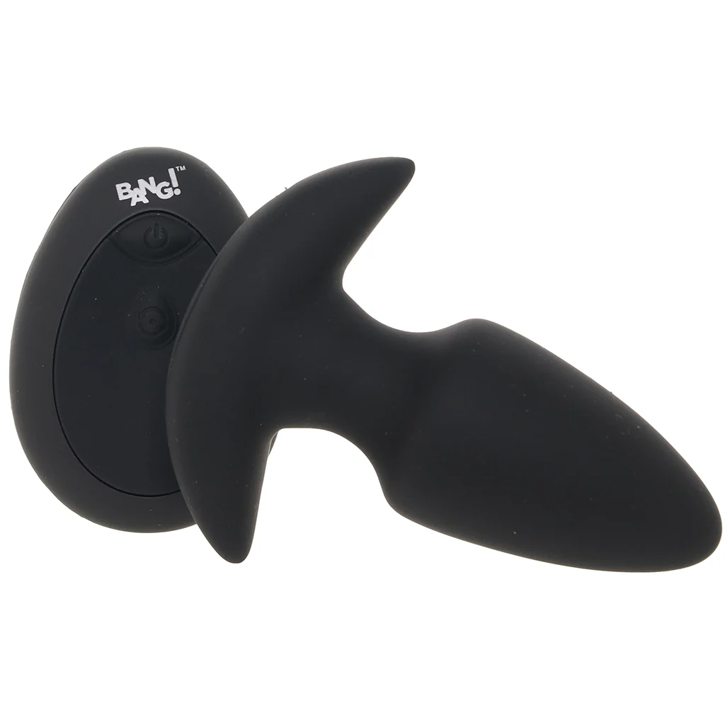 Bang! Thrusting & Vibrating Silicone Butt Plug in Black - Image 5
