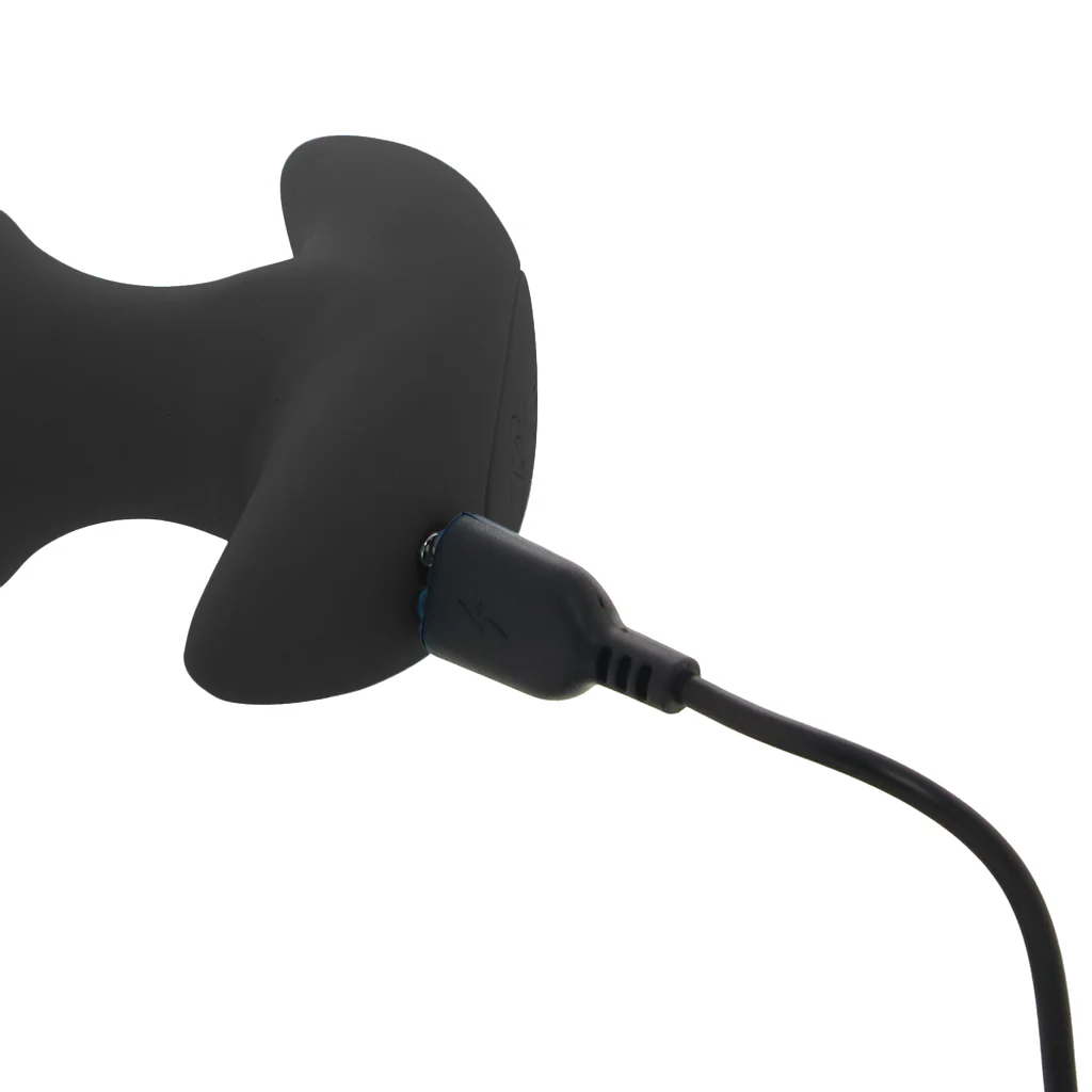 Bang! Thrusting & Vibrating Silicone Butt Plug in Black - Image 7