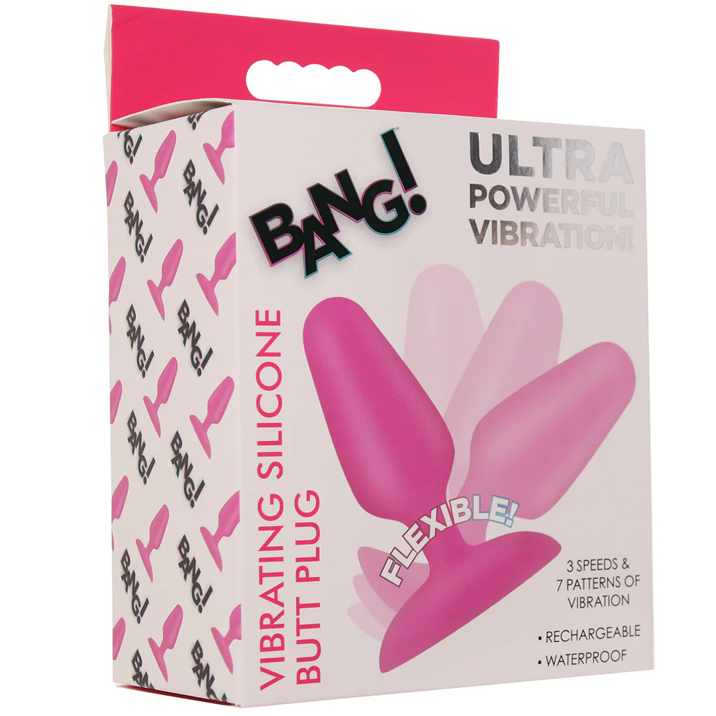 Bang! Vibrating Silicone Butt Plug in Pink - Image 9