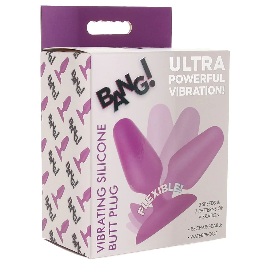 Bang! Vibrating Silicone Butt Plug in Purple - Image 9