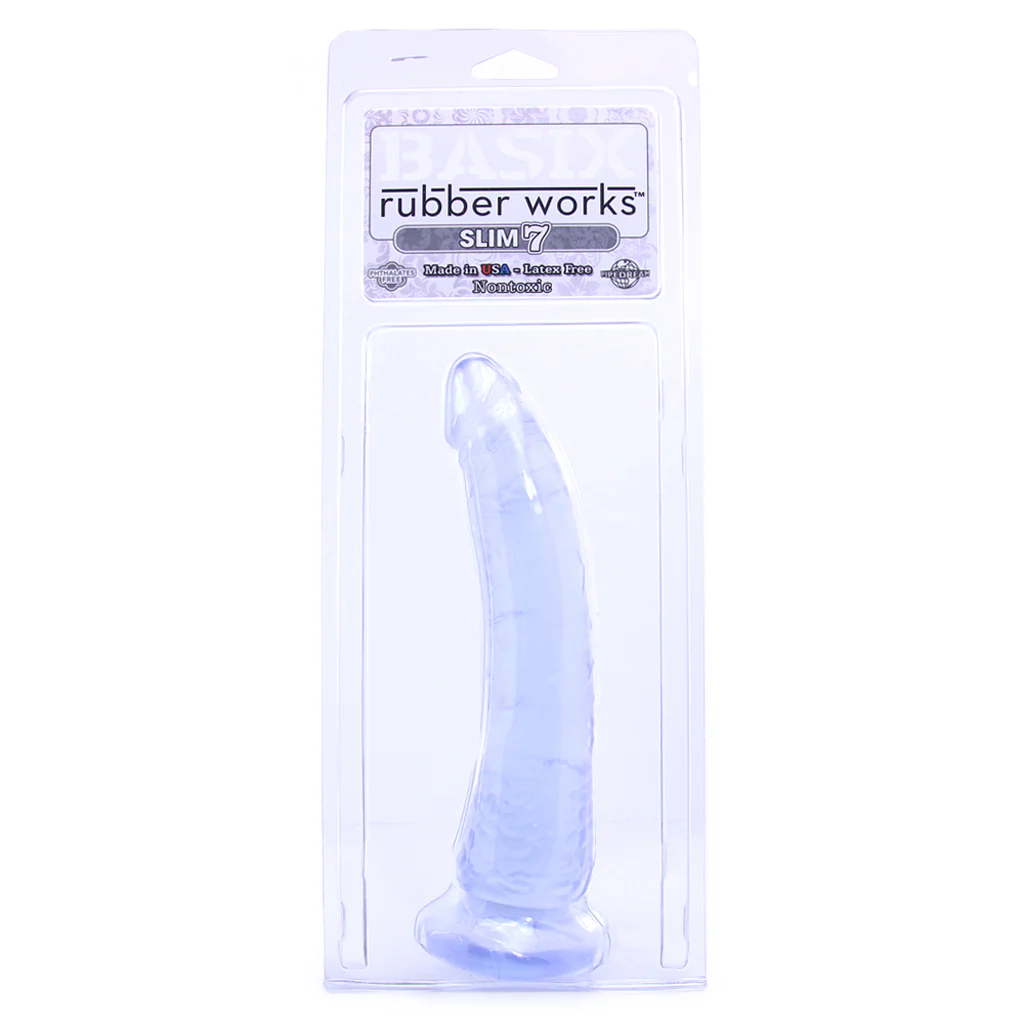 Basix Slim 7 Inch Dildo in Clear - Image 6