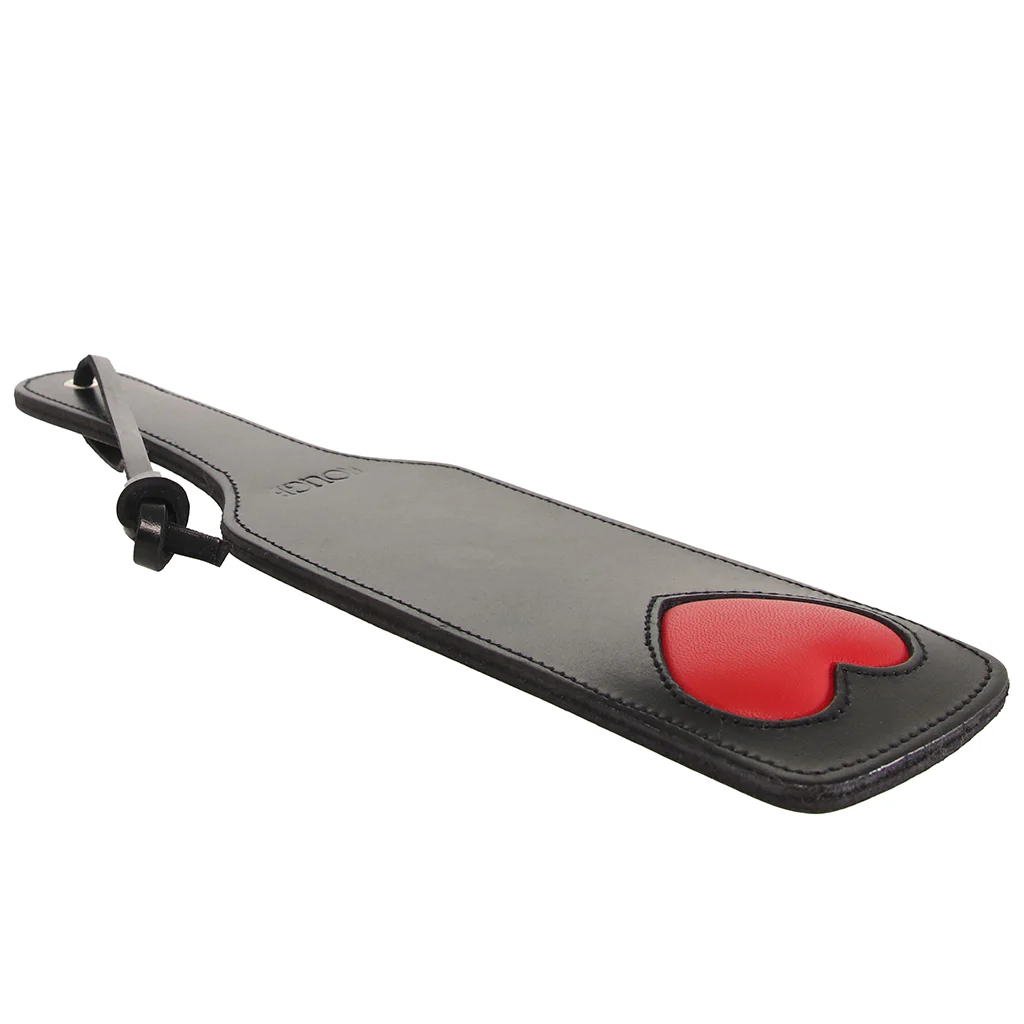 Black Leather Red Heart Paddle - Image 2