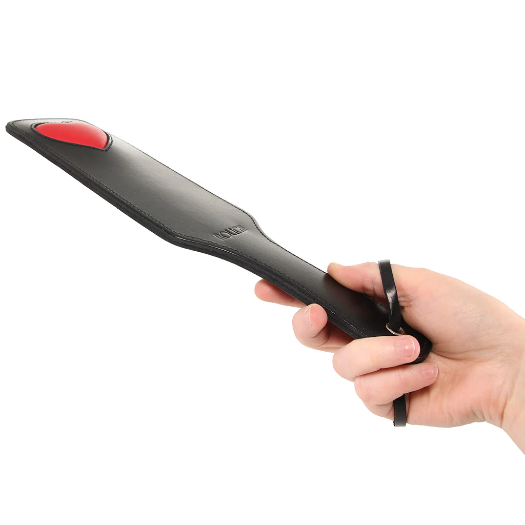 Black Leather Red Heart Paddle - Image 4