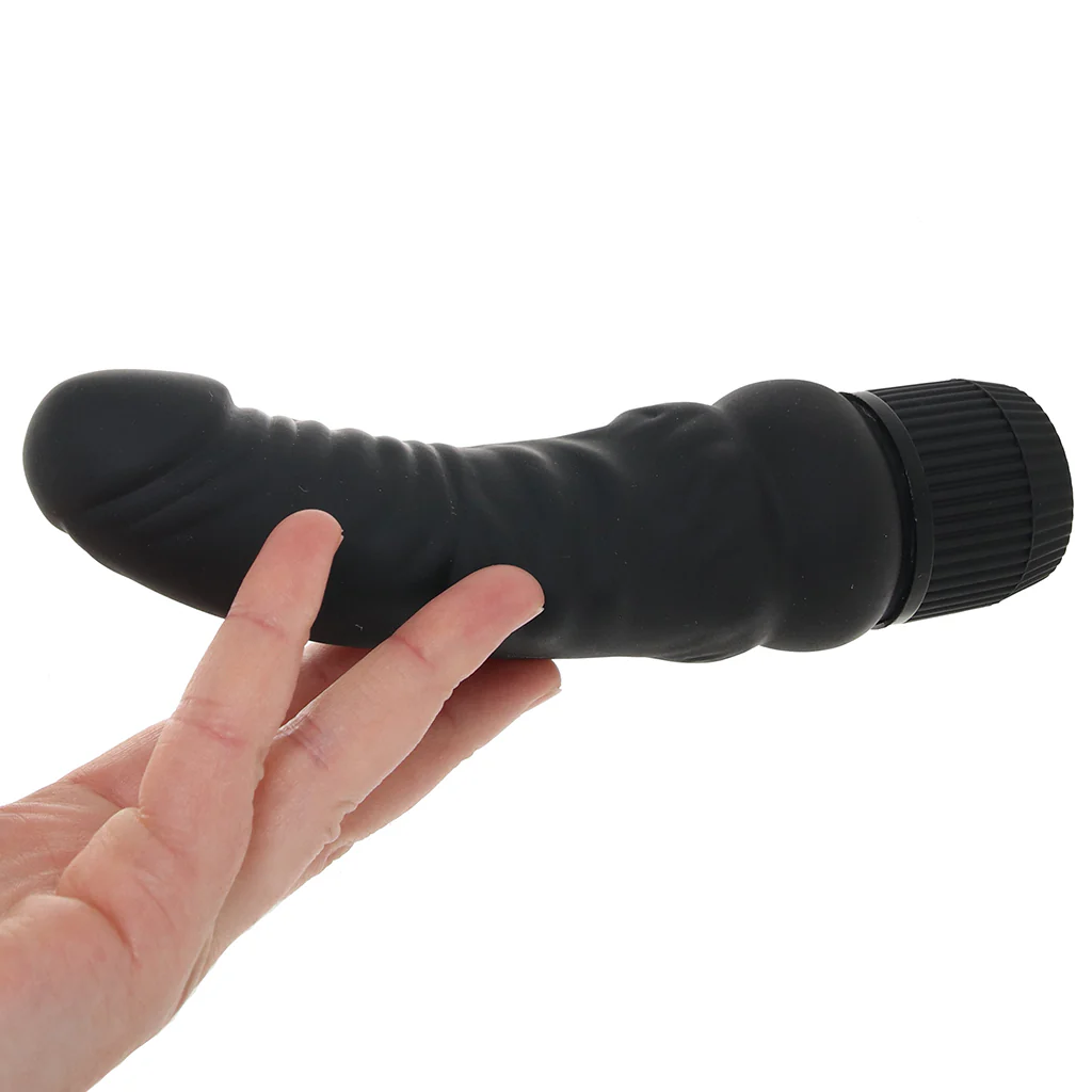 Black Velvet Veined Vibrating Dildo - Image 7