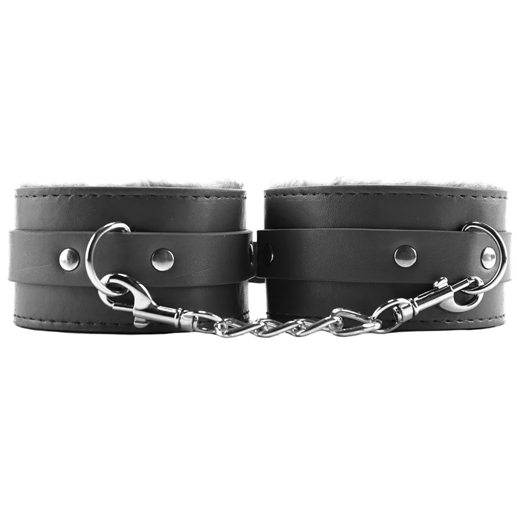 Black & White Plush Wrist Cuffs - Image 4