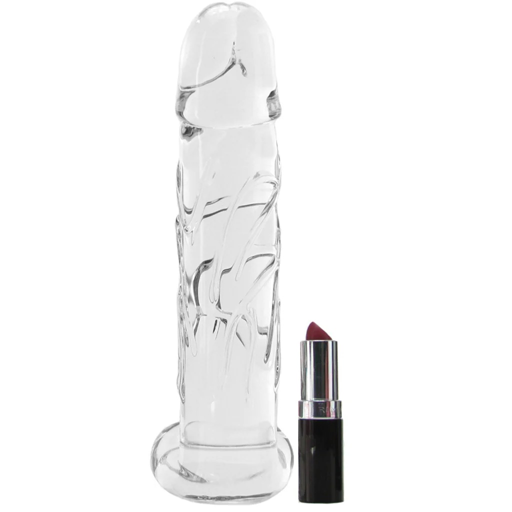 Blown Large Realistic Glass Dildo in Clear - Image 4