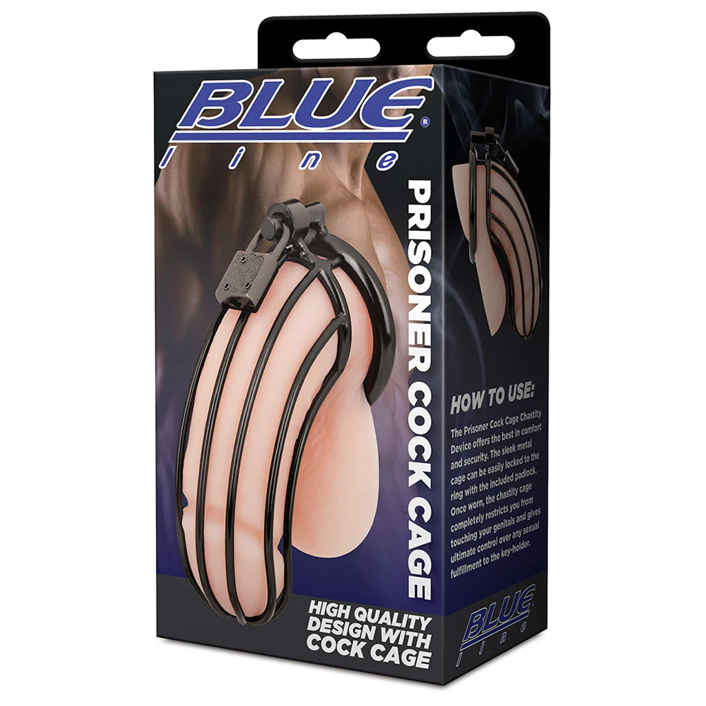 Blue Line Prisoner Cock Cage in Black - Image 6