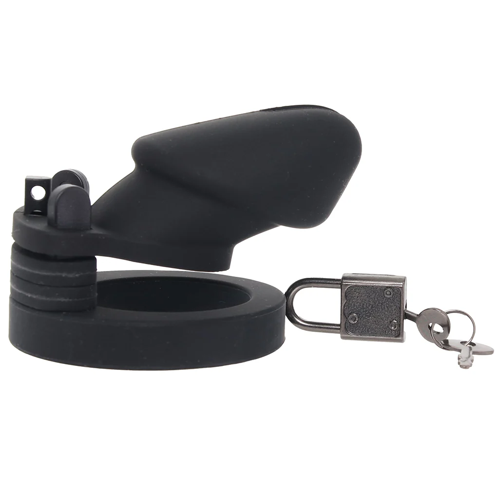 Blue Line Silicone Chastity Cage in Black - Image 3