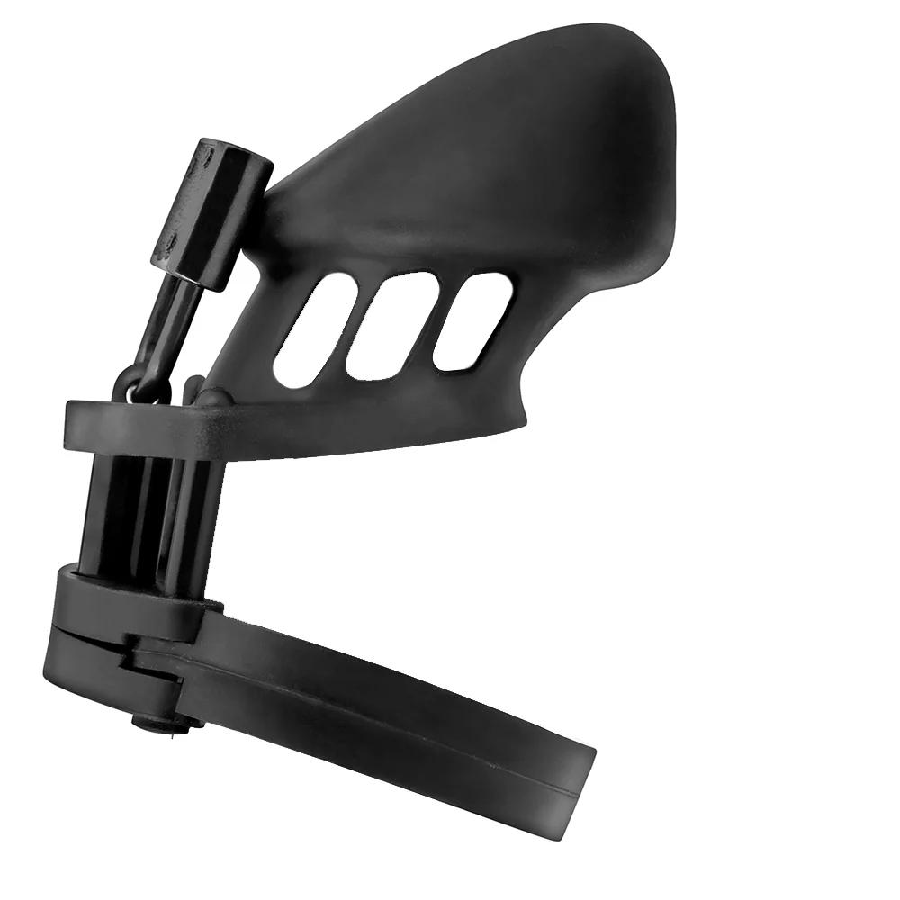 Blue Line Silicone Chastity Cage in Black - Image 5