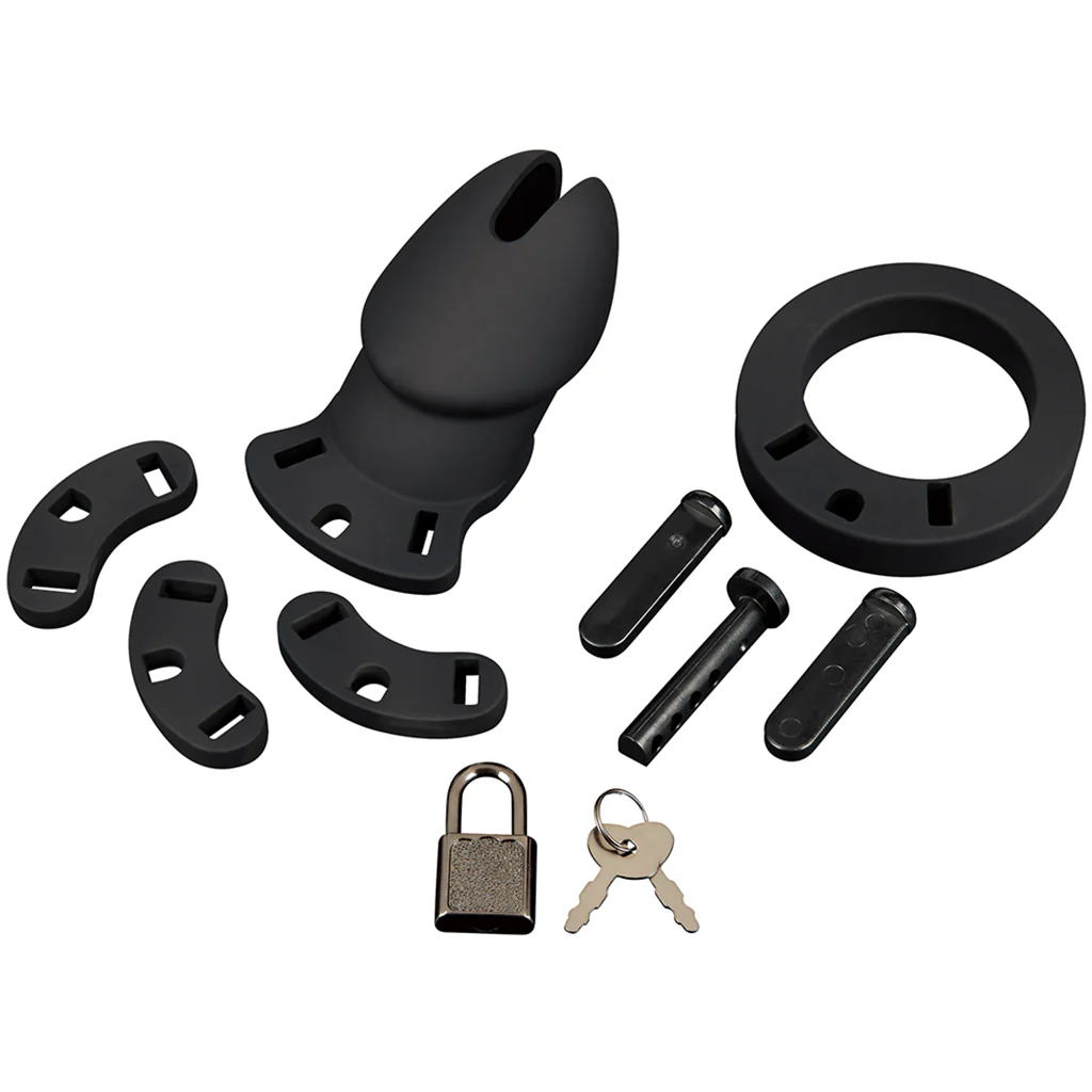 Blue Line Silicone Chastity Cage in Black - Image 7