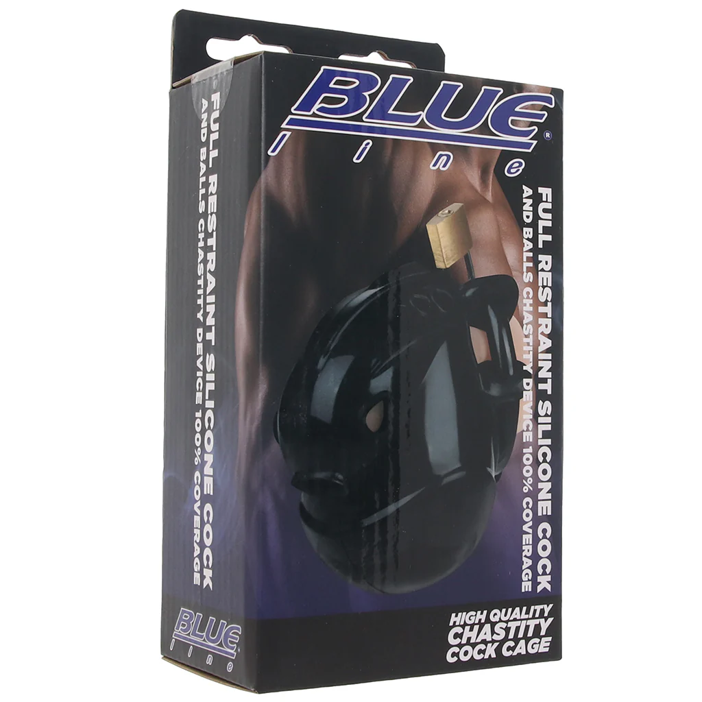 Blueline Full Restraint Silicone Chastity Device in Black - Image 9