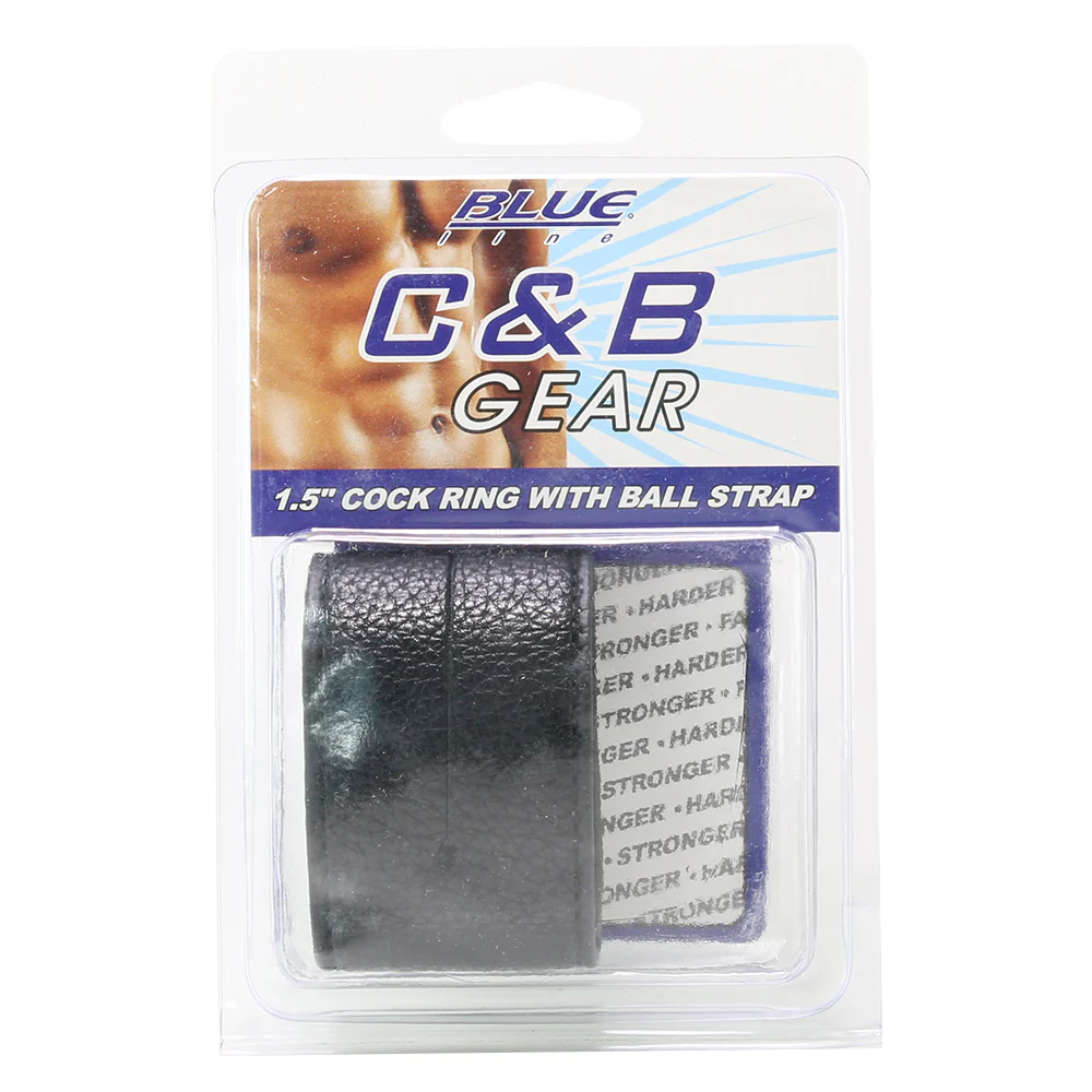 Blue Line 1.5 Inch Cock Ring with Ball Strap - Image 6
