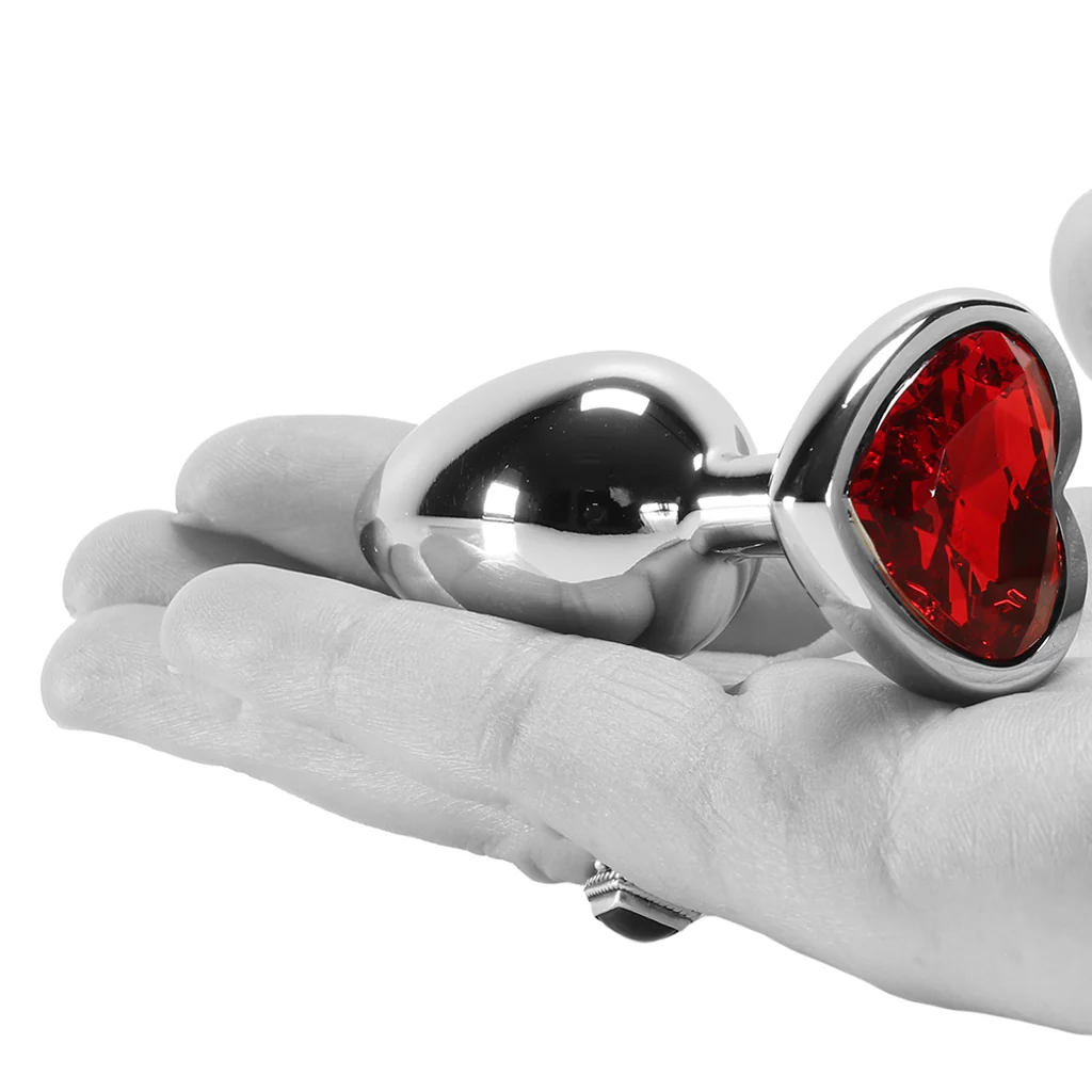Booty Sparks Red Heart Gem Anal Plug in Small - Image 4