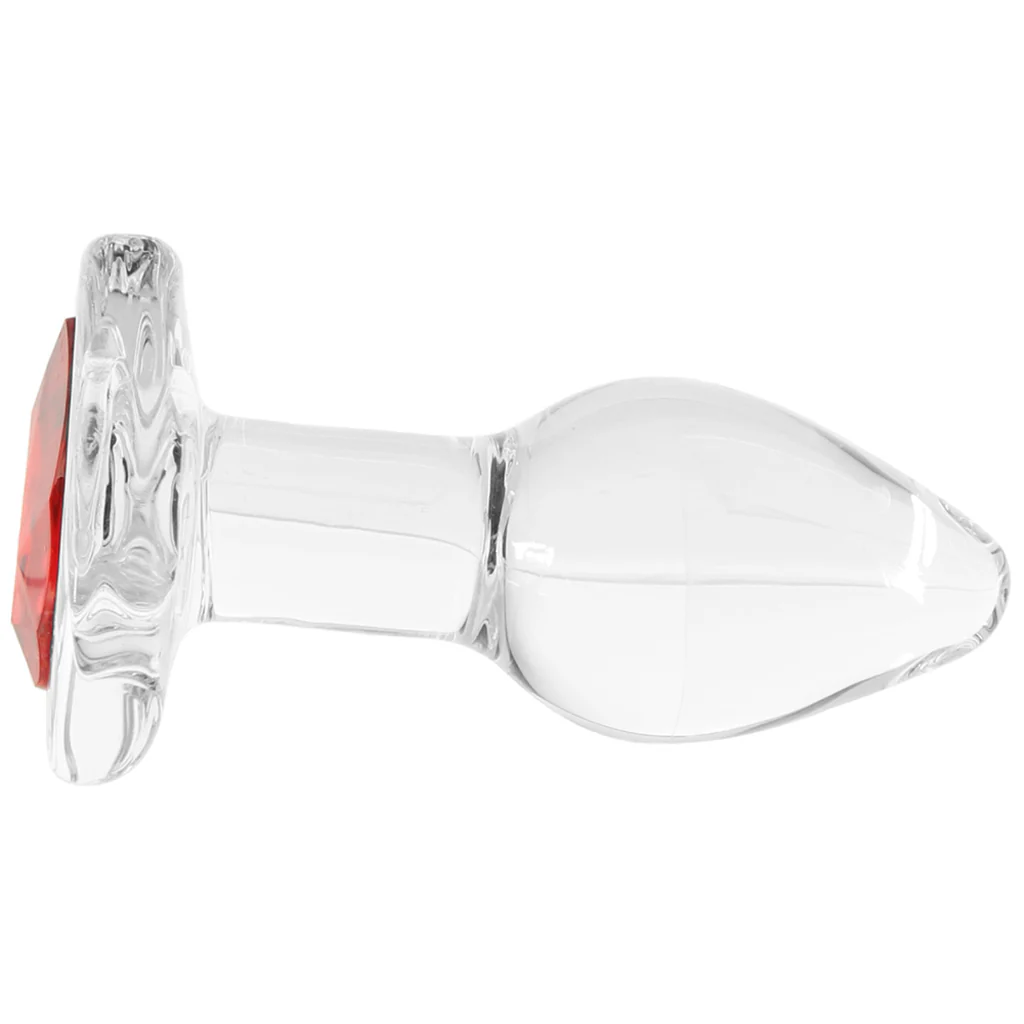 Booty Sparks Red Heart Gem Glass Anal Plug in Small - Image 3