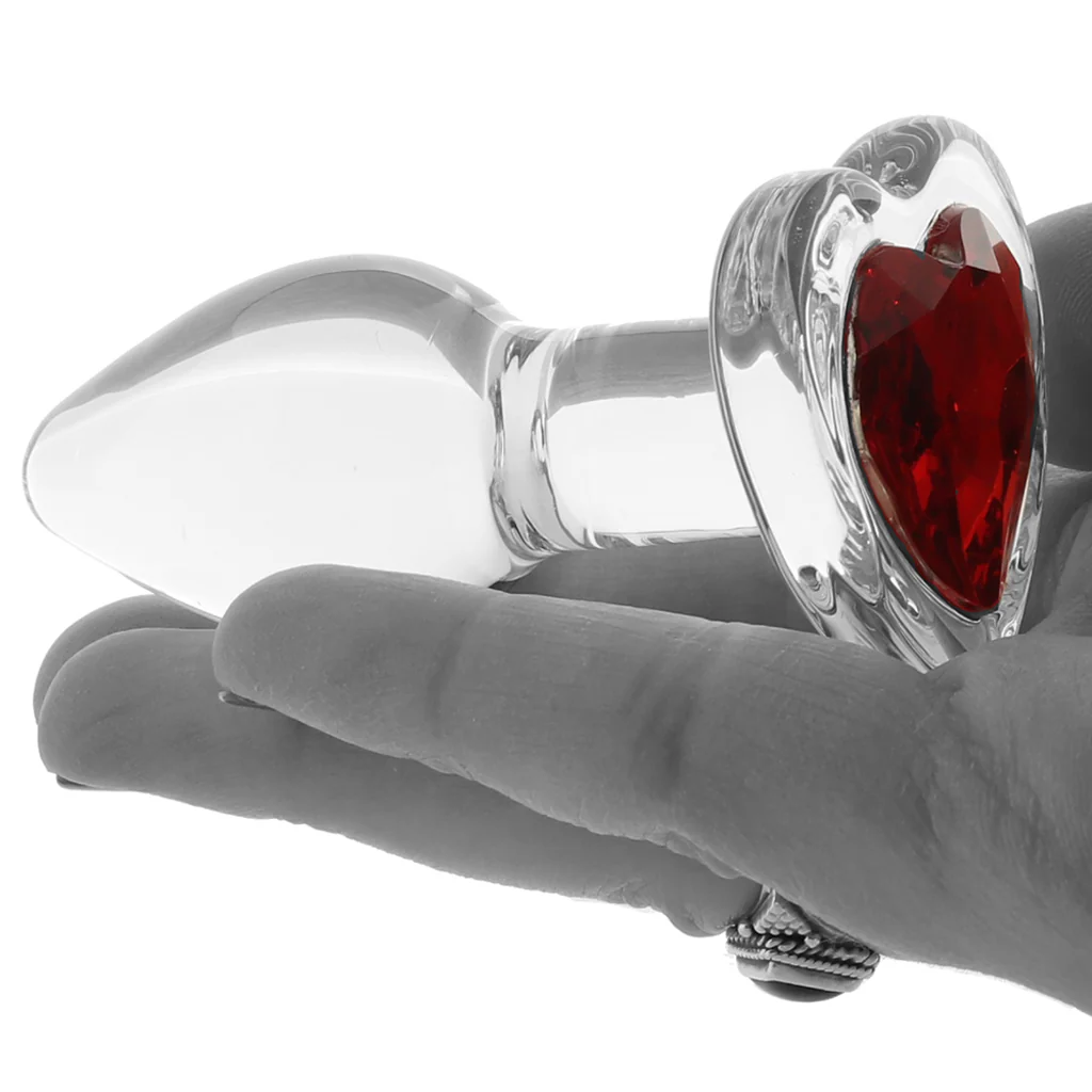 Booty Sparks Red Heart Gem Glass Anal Plug in Small - Image 4