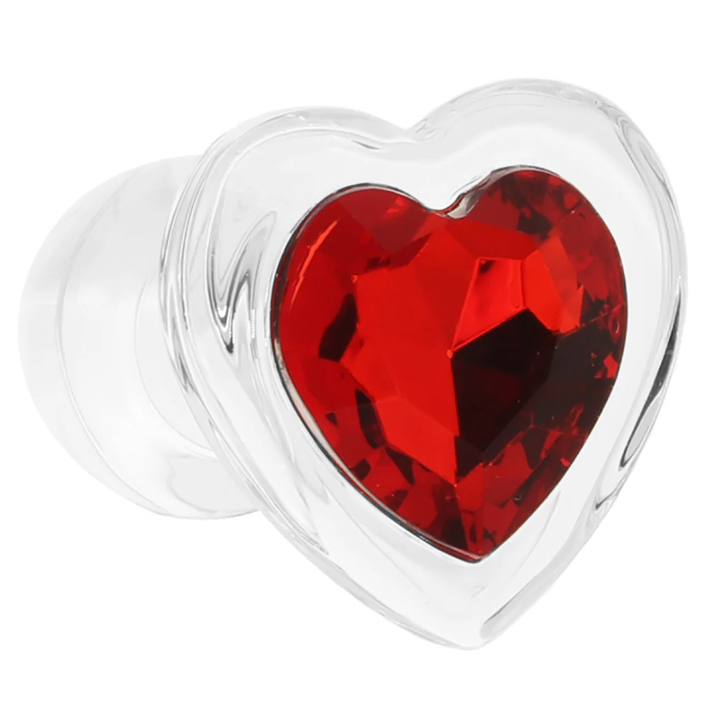 Booty Sparks Red Heart Gem Glass Anal Plug in Small - Image 5