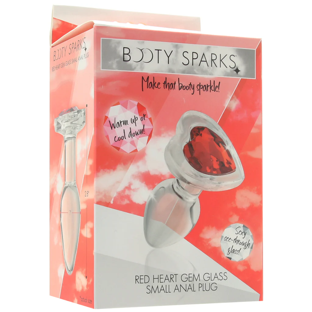 Booty Sparks Red Heart Gem Glass Anal Plug in Small - Image 6
