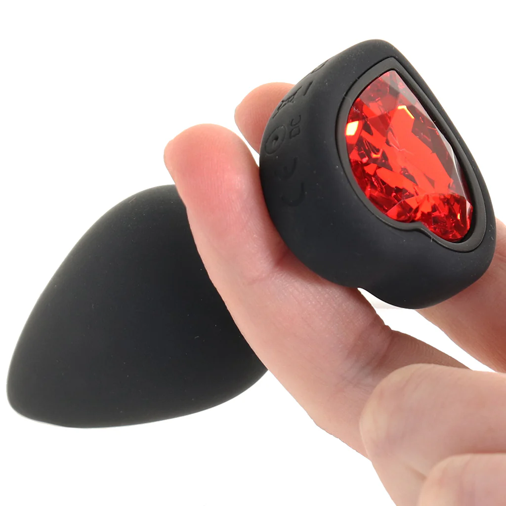Booty Sparks Red Heart Gem Vibrating Anal Plug in Small - Image 4