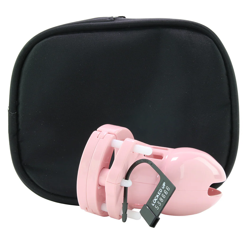 2.5 Inch Locking Male Chastity Device in Pink - Image 5
