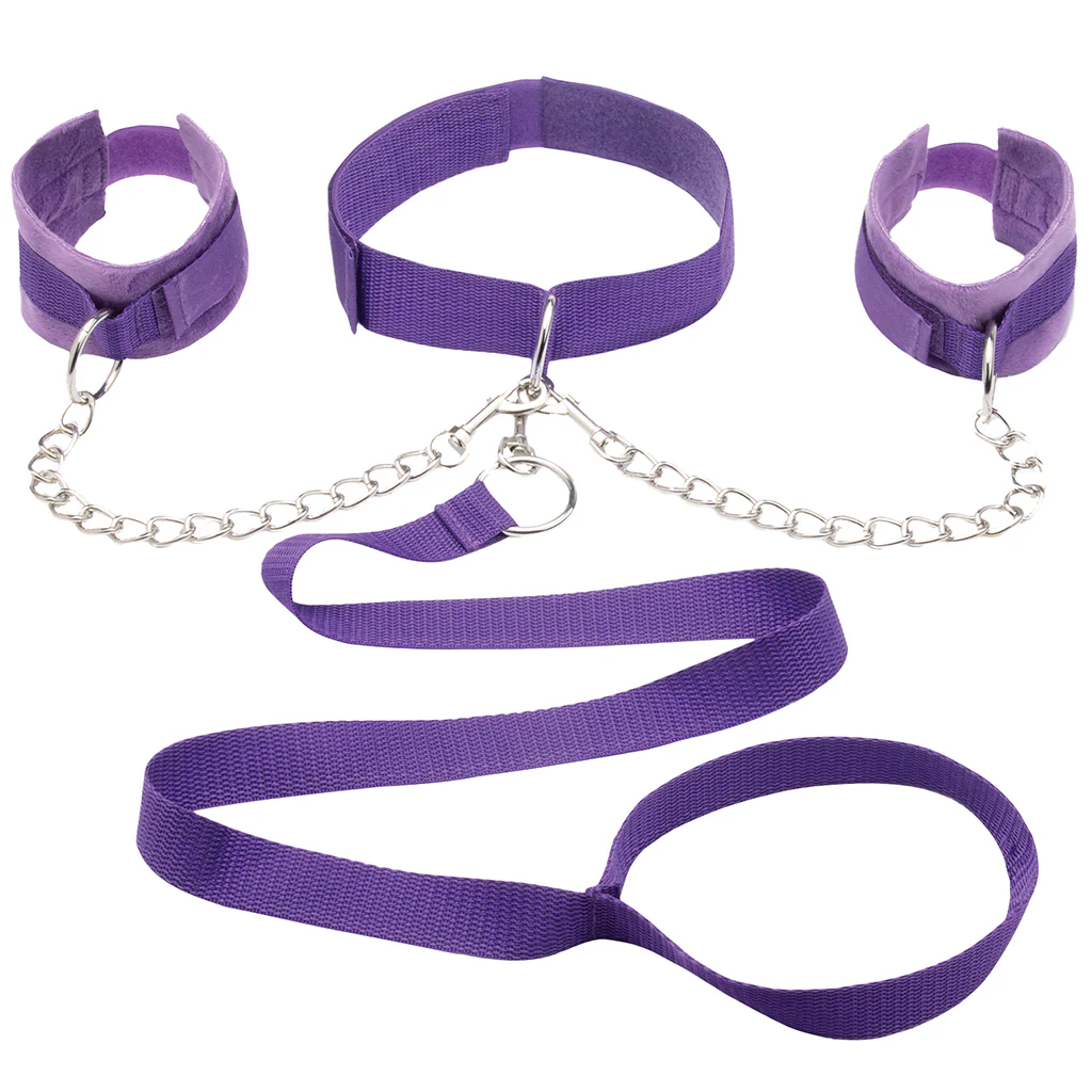 Collar, Cuff & Leash Set in Purple - Image 3