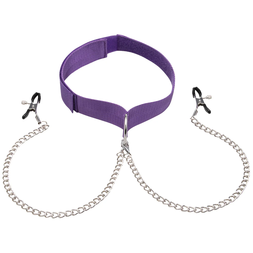 Collar & Nipple Clamp Set in Purple - Image 2
