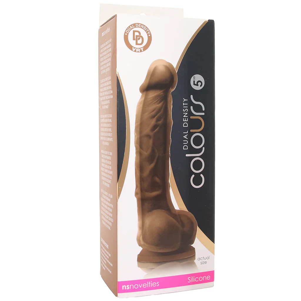 Colours 5 Inch Dual Density Silicone Dildo in Brown - Image 6