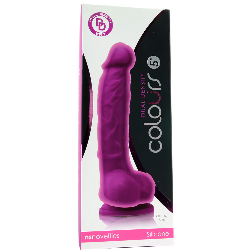 Colours 5 Inch Dual Density Silicone Dildo in Purple - Image 6
