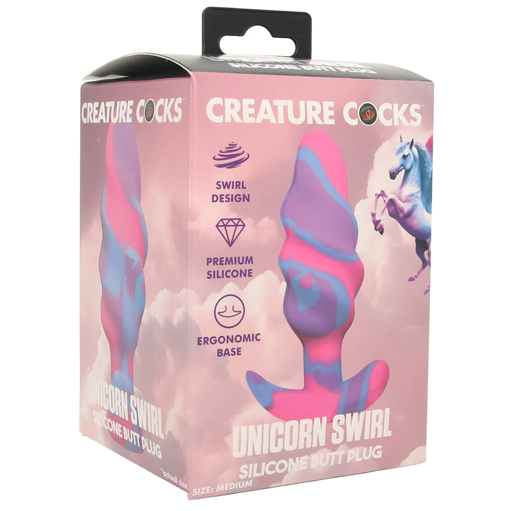 Creature Cocks Unicorn Swirl Silicone Butt Plug in Medium - Image 6