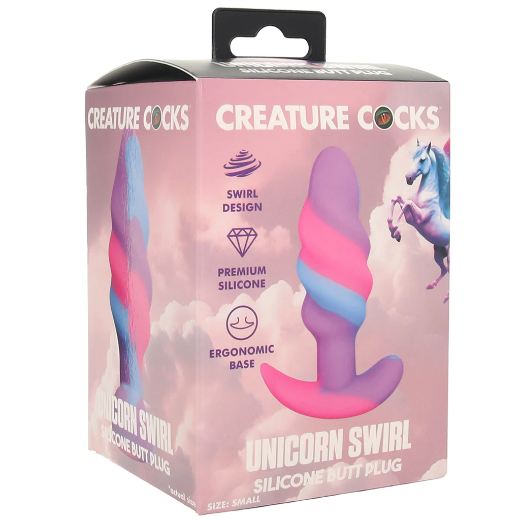 Creature Cocks Unicorn Swirl Silicone Butt Plug in Small - Image 6