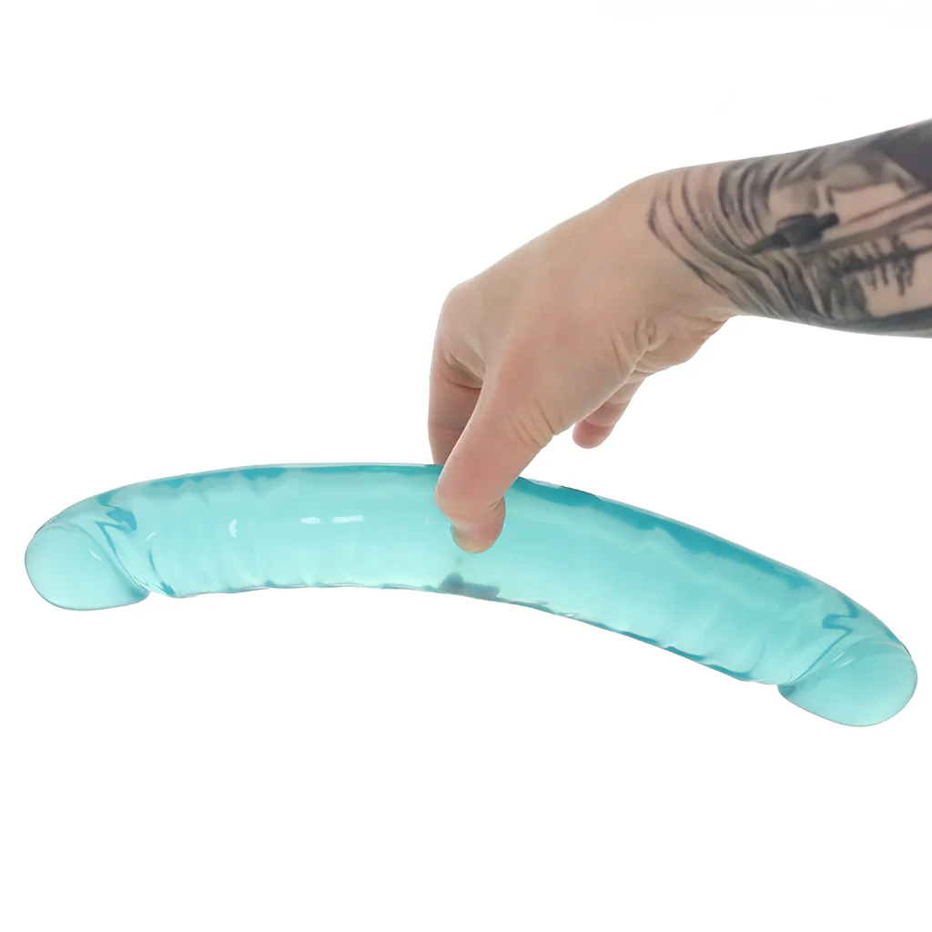 Crystal Jellies 12 Inch Double Dildo in Teal - Image 4