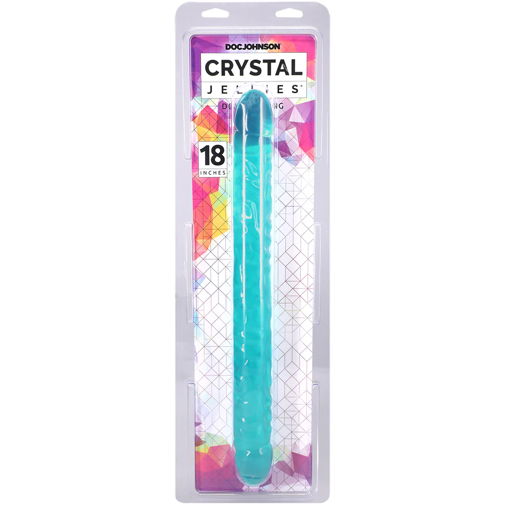 Crystal Jellies 18 Inch Double Dildo in Teal - Image 9