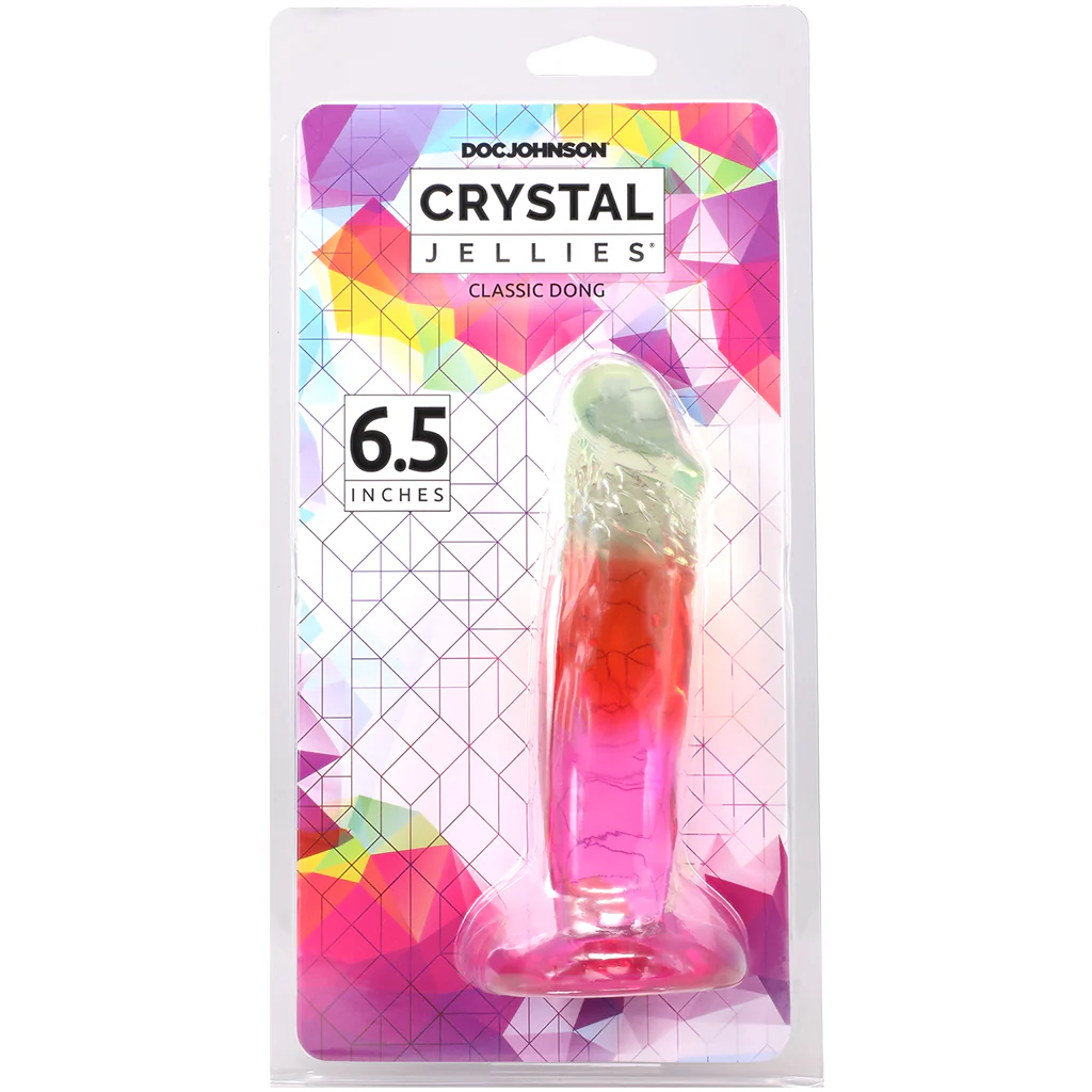 Crystal Jellies 6.5 Inch Classic Dildo in Rainbow - Image 9