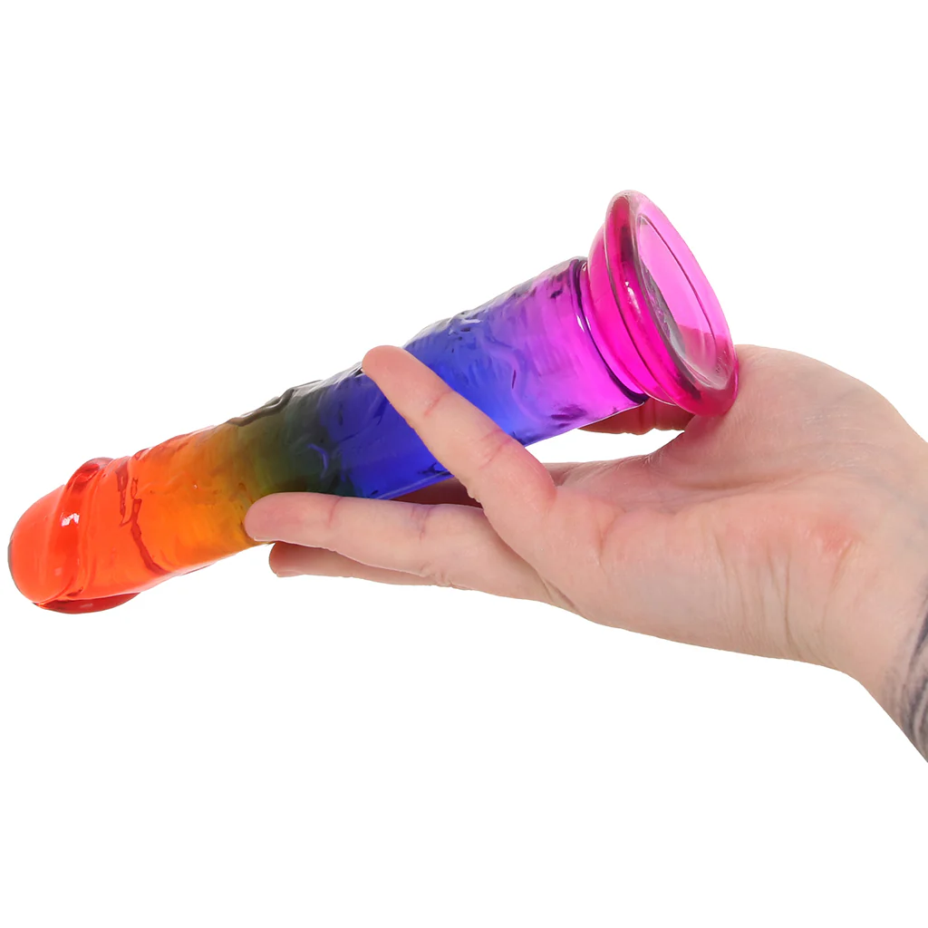 Crystal Jellies 7.5 Inch Classic Dildo in Rainbow - Image 4