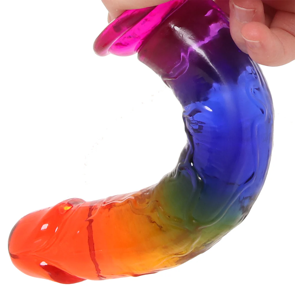 Crystal Jellies 7.5 Inch Classic Dildo in Rainbow - Image 8