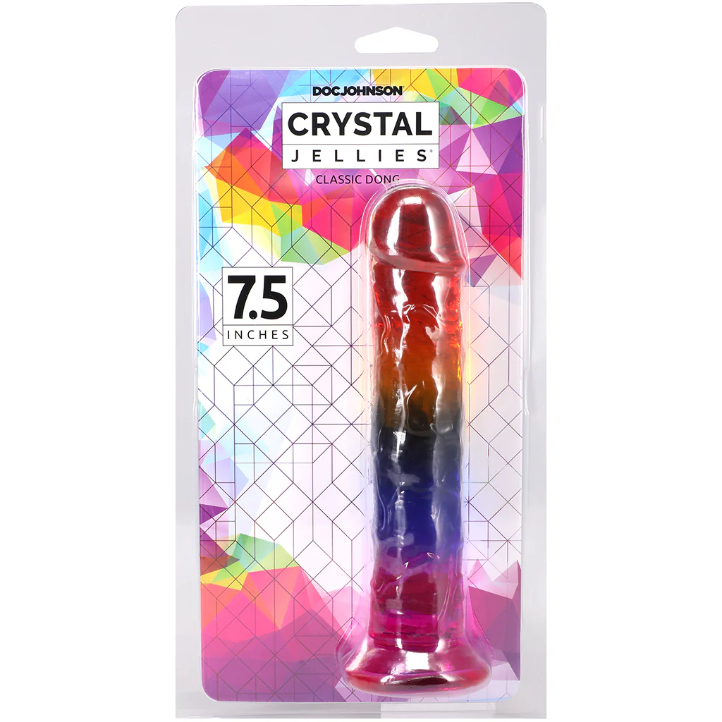 Crystal Jellies 7.5 Inch Classic Dildo in Rainbow - Image 9