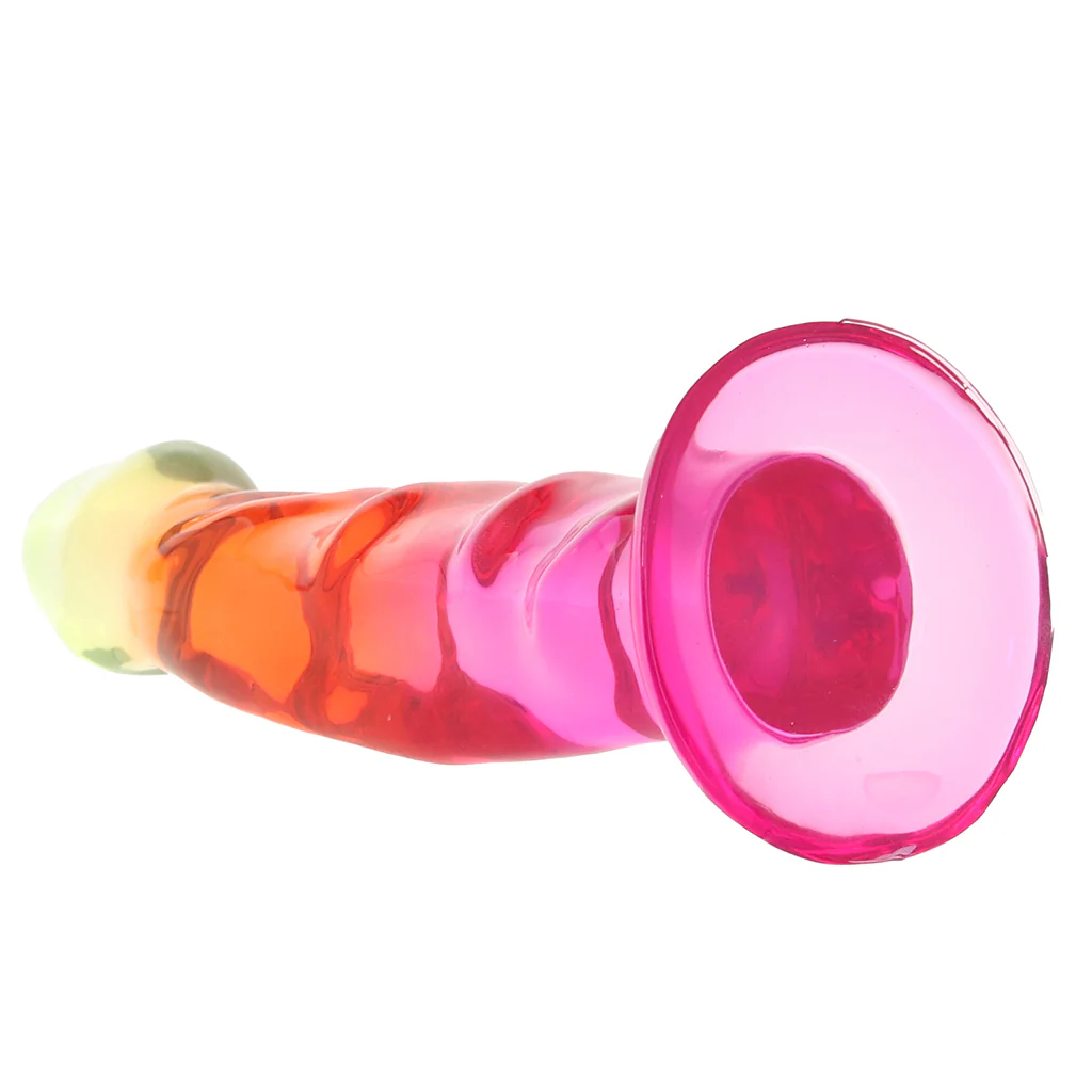 Crystal Jellies 7.5 Inch Ripple Classic Dildo in Rainbow - Image 5