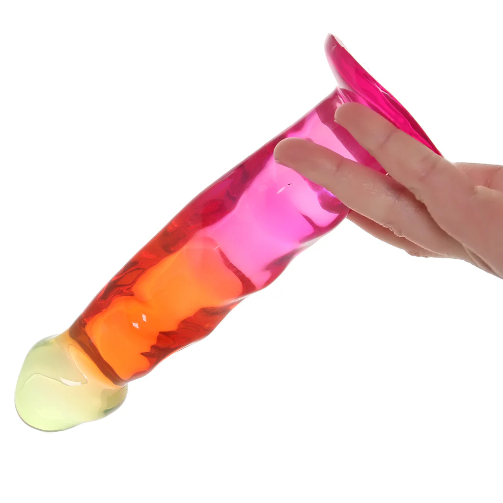 Crystal Jellies 7.5 Inch Ripple Classic Dildo in Rainbow - Image 6