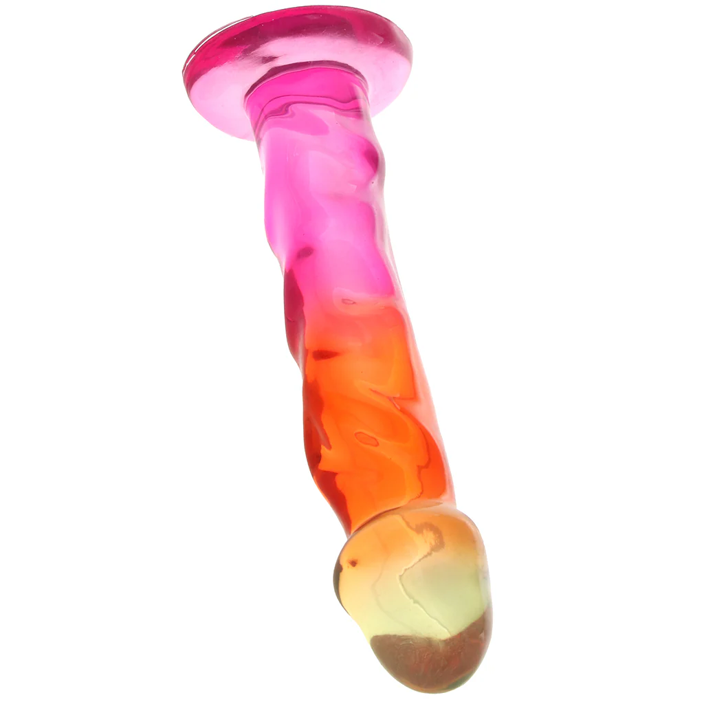 Crystal Jellies 7.5 Inch Ripple Classic Dildo in Rainbow - Image 7