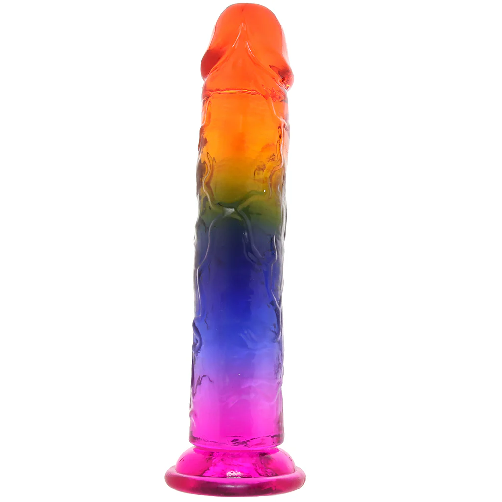 Crystal Jellies 7 Inch Classic Dildo in Rainbow - Image 3